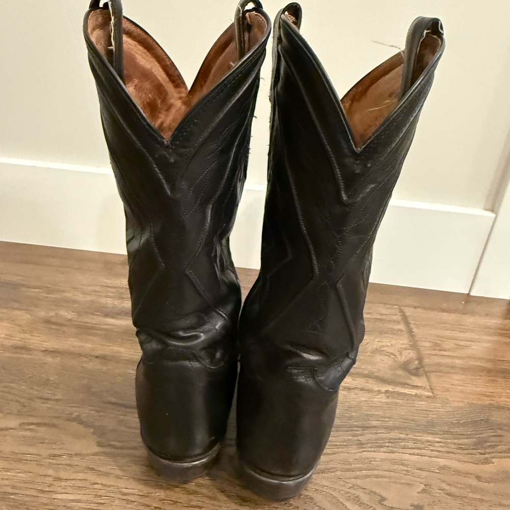 Men’s Black Leather Cowboy Boots - Picture 5 of 8